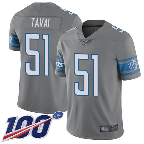 Detroit Lions Limited Steel Men Jahlani Tavai Jersey NFL Football #51 100th Season Rush Vapor Untouchable